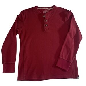Eddie Bauer Mens Burgundy Waffle Knit Long Sleeve Henley Shirt Size M Preppy Y2K